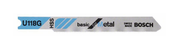 Bosch Stichsägeblatt U 118 G Basic for Metal, 3er-Pack, VE: 10 Stück, 2608631770