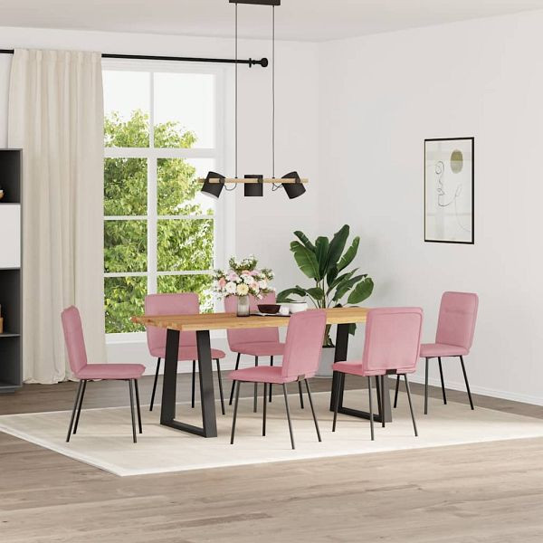 vidaXL Esszimmerstühle 6 Stk. Rosa Samt, 3315583, 8721158570284