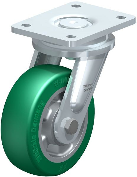 Blickle LO-ALST 150K Stahlgeschweißte Schwerlast-Lenkrolle, Blickle Softhane®, Grün, 754923