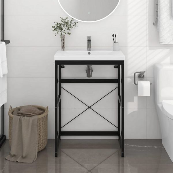 vidaXL Badezimmer Waschtischgestell Schwarz 59x38x83 cm Eisen, 338500