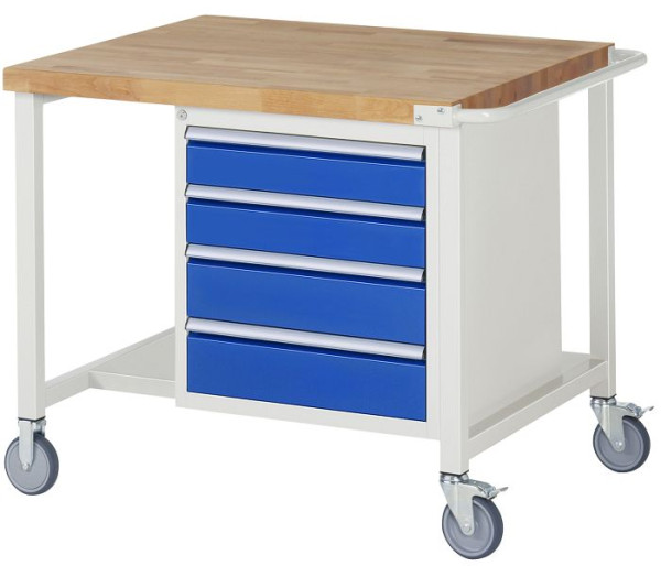 RAU Fahrbare Werkbank Serie 8000, 4 x Schublade, Ablageboden, 1000x880x900 mm, 05-8162A6-109B4S.11