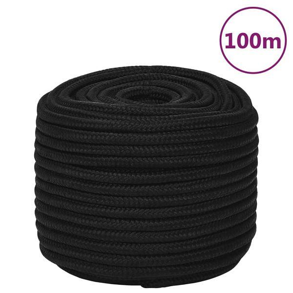 vidaXL Arbeitsseil Schwarz 14 mm 100 m Polyester, 152832