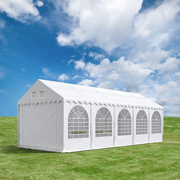 Toolport 5x10 m Partyzelt, PVC-Plane 500 g/m², feuersicher weiß, 4786