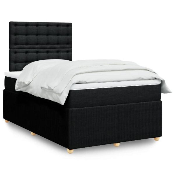 vidaXL Boxspringbett mit Matratze Schwarz 120x190 cm Stoff, 3294311
