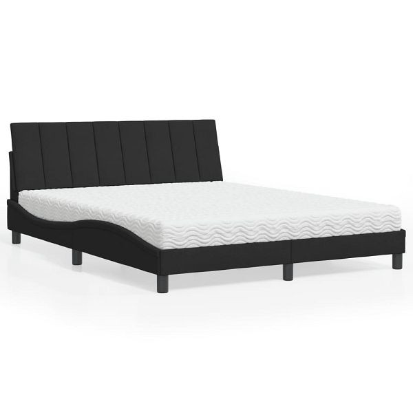 vidaXL Bett mit Matratze Schwarz 160x200 cm Samt, 3208606