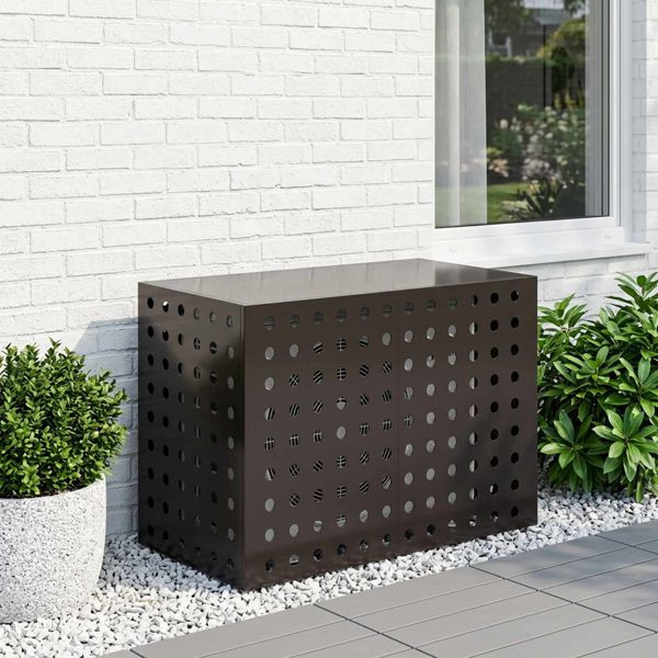 vidaXL Klimaanlagenabdeckung Schwarz 100 x 50 x 70 cm Stahl, 8014129