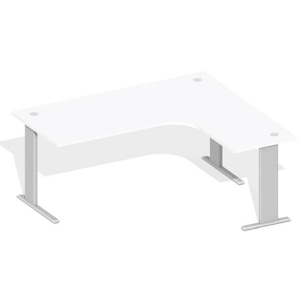 Deskin Schreibtisch Basic M MULTI M, Dekor weiß, Gestell Alusilber, B 1800 x T 1600 / 800 x H 740 mm, Freiform rechtsseitig, 259664