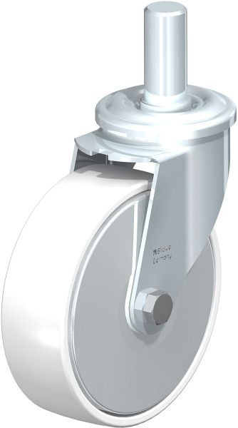 Blickle LEZ-PO 160G-27-FA Stahlblech-Lenkrolle mit Zapfen, Polyamid, Weiß, 749839