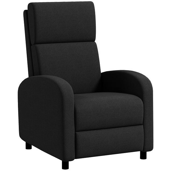 HOMCOM Relaxsessel, Fernsehsessel mit Liegefunktion, gepolstert, mit verstellbarer Rückenlehne, Fußteil, Schwarz, 839-811V00BK
