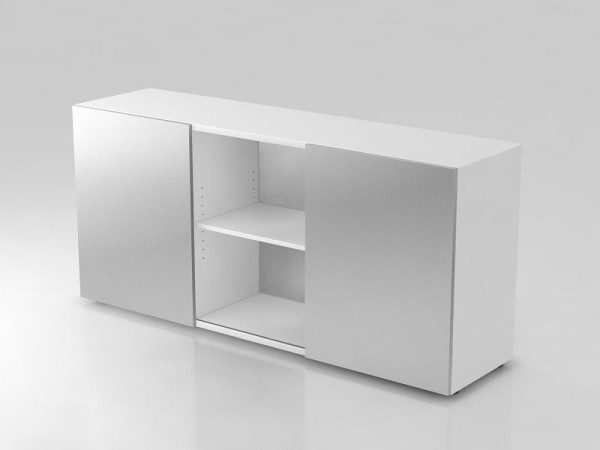 Hammerbacher Sideboard 2OH mit Schiebetüren Weiß/Silber, 160x42x74,8 cm (BxTxH), V1780/W/S