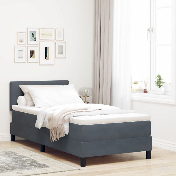 vidaXL Boxspringbett mit Matratze Dunkelgrau Einzel Samt, 3339141