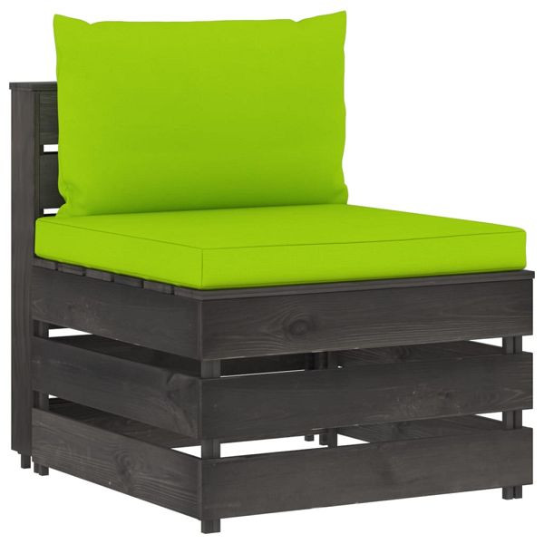vidaXL Modulares Mittelsofa mit Kissen Grau Imprägniertes Holz, 3068131
