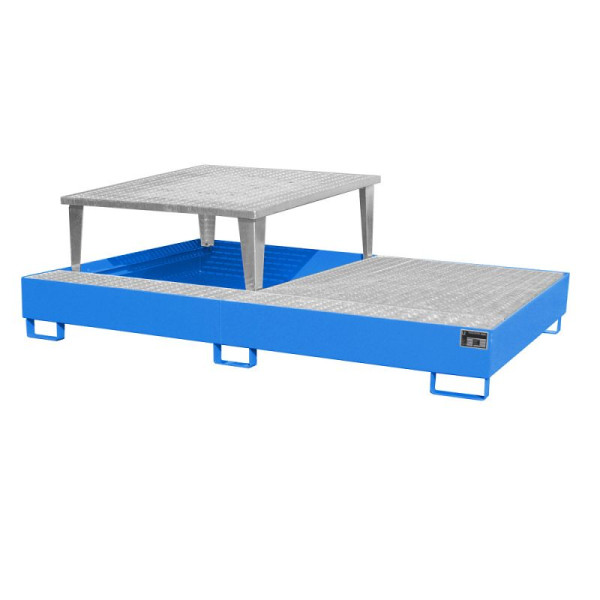 STEIN HGS Auffangwanne AWA, mit Abfüllaufsatz, RAL 5012 lichtblau, Höhe 865 mm, lackiert, 1 Stück, 2 IBC 1000 Liter, 79190.0021