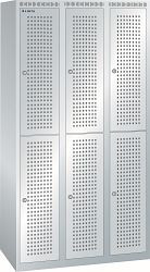 LISTA Garderobenschrank (BxTxH) 900x500x1700mm 3x2 Fächer, gelochte Tür, Farbe: Lichtgrau, Zylinderschloss, 94.597.020