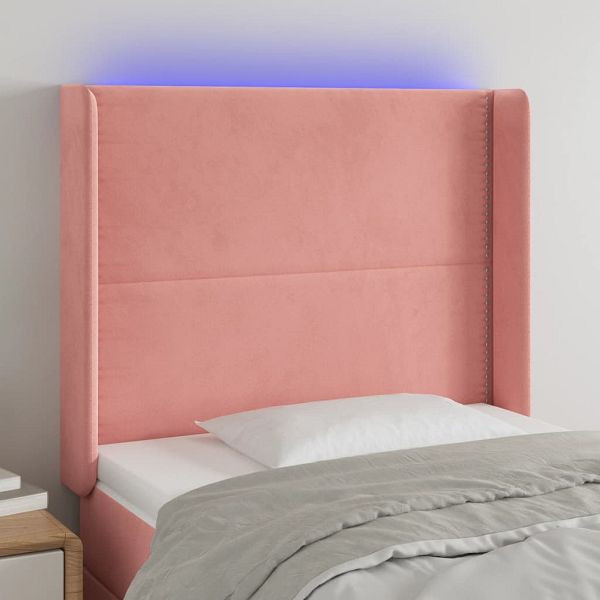 vidaXL LED Kopfteil Rosa 103x16x118/128 cm Samt, 3123955