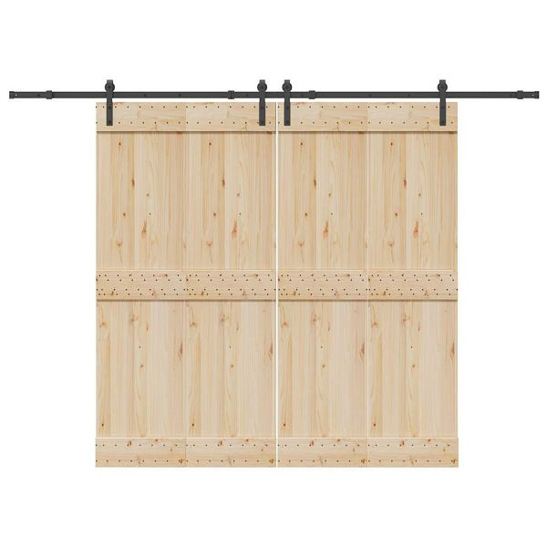 vidaXL Schiebetürbeschlag-Set 305 cm Stahl Schwarz, 3295775