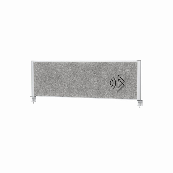 MAUL Tisch-Trennwand MAULconnecto 160x50 cm Akustik dunkel, silberner Rahmen, 9751695