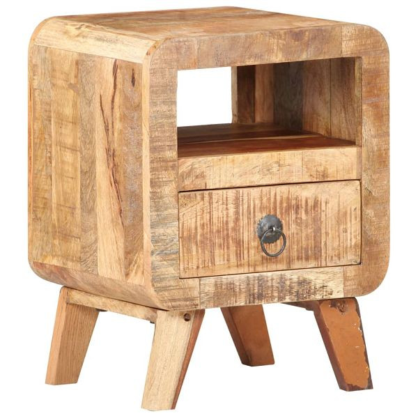 vidaXL Nachttisch 30x30x41 cm Raues Mangoholz, Material: Raues Mangoholz, 321616