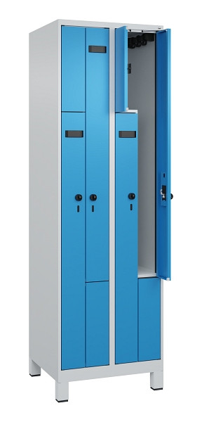 C+P Z-Spind Evolo PLUS, Füße, 4 Fächer, 1950x600x500mm, 7035/5012, Drehriegel, 049013-204 S10001