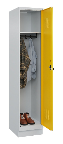 C+P Spind Evolo PLUS, mit Sockel, 1 Abteil, 1950x400x500mm, 7035/1004, Verschluss Drehriegel, Ablageböden 1, 049020-12 S10000