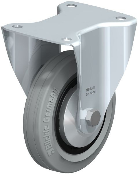 Blickle B-VPP 150R-SG-FA Stahlblech-Bockrolle mit Anschraubplatte, Vollgummi, Schwarz, 741145