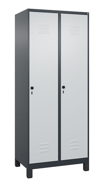 C+P Umkleidespind Classic PLUS mit Mitteltrennwand, Füße, 2 Abteile, 1950x800x500mm, 7016/7035, Drehriegel, 080010-22F S10001