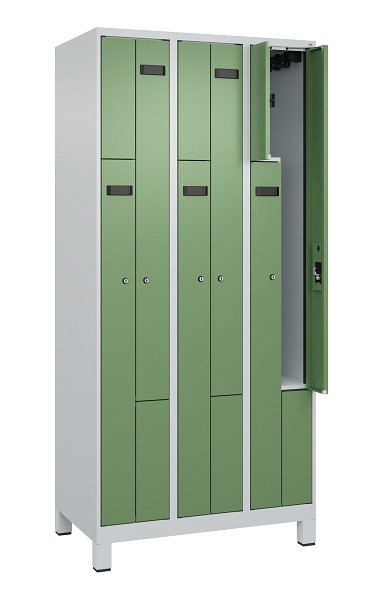 C+P Z-Spind Evolo PLUS, Füße, 6 Fächer, 1950x900x500mm, 7035/6011, Zylinderschloss, 049013-306 S10038