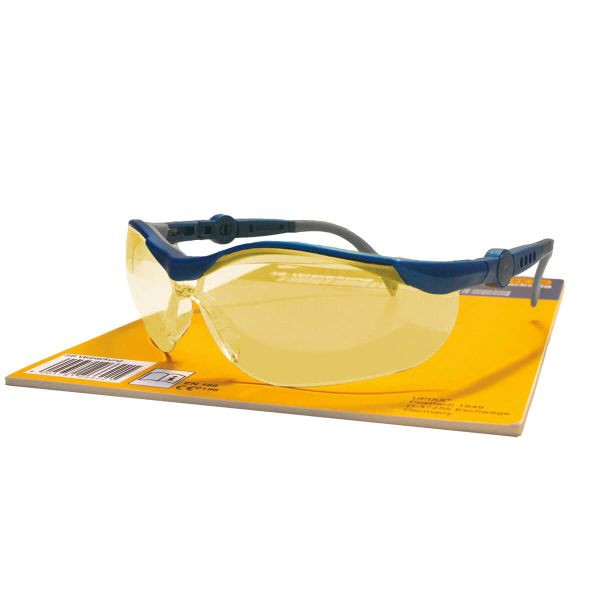 L+D CYCLE gelb Ergonomic Schutzbrillen, EN 166F, PC Sichtscheiben: gelb, Rahmen: blau grau, kratzfest, UV-Schutz, SB-Aufmachung, VE: 10 Stück, 26751SB