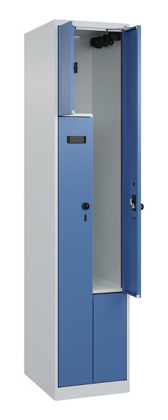 C+P Z-Spind Evolo PLUS, 2 Fächer, 1850x400x500mm, 7035/5023, Drehriegel, 049003-122 S10002