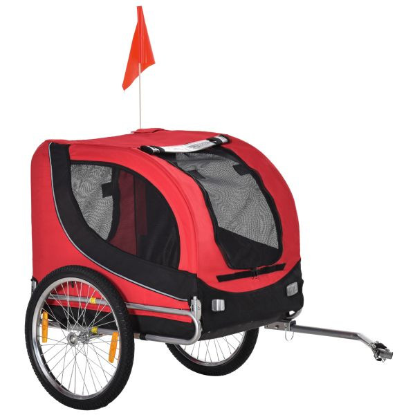 PawHut Fahrradanhänger Hundeanhänger Hunde Fahrrad Tier Anhänger Rot+Schwarz, B4-0003-007