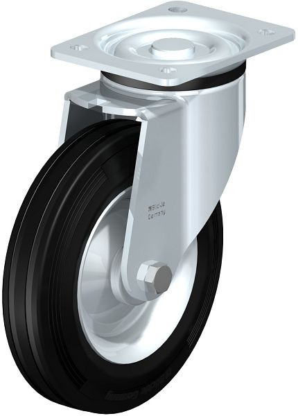 Blickle LK-RD 202R Stahlblech-Lenkrolle, schwere Ausführung, mit Anschraubplatte, Zweikomponenten-Vollgummi, Schwarz, 16634