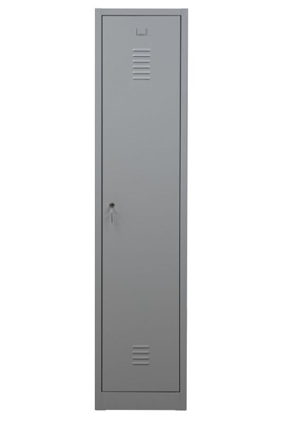Gürkan Garderobenschrank, 50 x 41,5 x 180 cm, Lichtgrau, EU Zylinderschloss, Hutboden & Kleiderhaken, WRC/1.1840, 104911