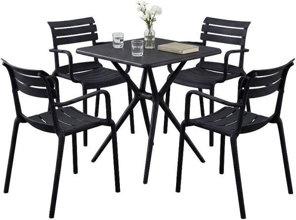 CLP Gartenmöbel-Set Avena mit 4 Stühlen, schwarz, 328048