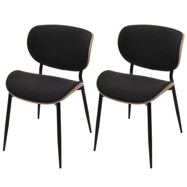 Mendler 2er-Set Esszimmerstuhl HWC-O45, Bugholz Stoff (370g/m²) Öko-Tex FSC, natur, dunkelgrau, 118241