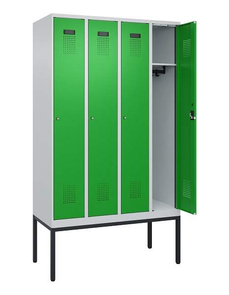 C+P Spind Evolo PLUS, Gestell, 4 Abteile, 2120x1200x500mm, 7035/6037, Verschluss Zylinderschloss, Ablageböden 4, 0490307-40 S10038