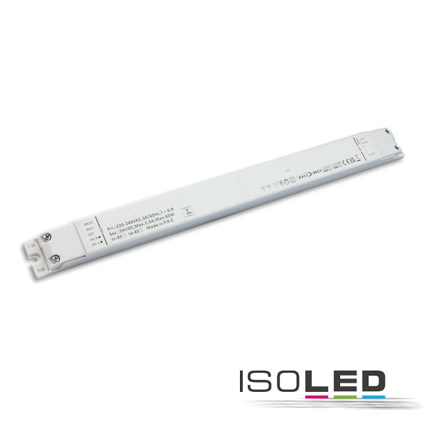 ISOLED LED CCT PWM-Trafo 24V/DC, 0-60W, 2 Kanal, ultraslim, Push/DALI-2 DT8 dimmbar, SELV, 116207