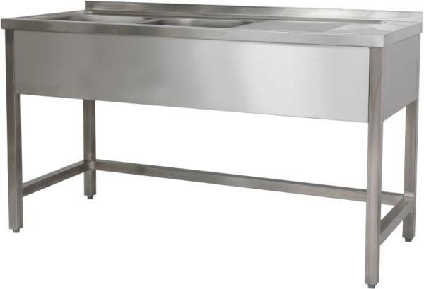 A&S Polarny Spültisch 1500 x 600 x 850 mm 2 Becken links, Ohne Grundboden, 600 mm Tiefe, SPTO1562BL