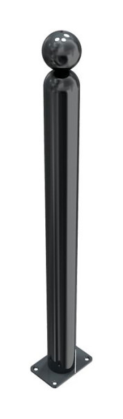 Schake Absperr-Stilpfosten Serie 478B Ø 76 mm, ortsfest, für Dübel Befestigung mit Bodenplatte 100 x 150 mm, ohne Verschluss, ohne Öse, 478PB