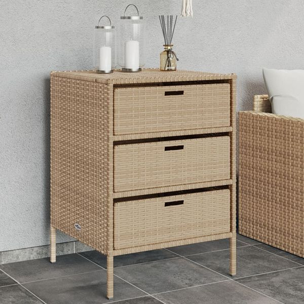 vidaXL Gartenschrank Beige 55x59x80 cm Poly Rattan, 365554