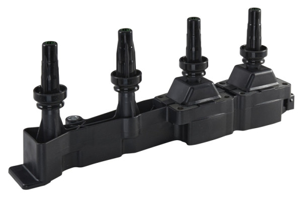 HELLA Zündspule, 12V, 4-polig, inkl. Zündkerzenstecker, geschraubt, 5DA 193 175-461