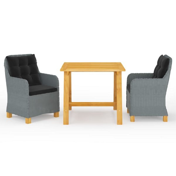 vidaXL 3-tlg. Garten-Essgruppe Hellgrau, Polyester, 3068734