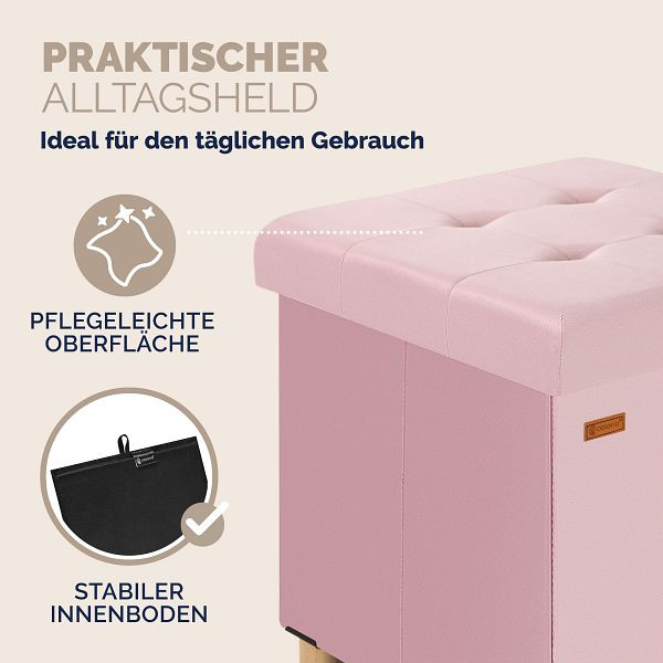 casaria Sitzhocker Rosa Samt 42x38x38cm faltbar, 109921