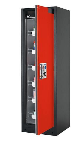 asecos Feuerbeständiger Gefahrstoffschrank Select W-66R, 6 Auszugswannen, Tür rot (rechts), 201038