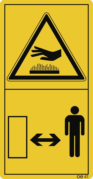 Moedel Genügend Abstand von heißen Flächen halten, Folie, 35x68 mm, VE: 10 Stück/Bogen, 69755