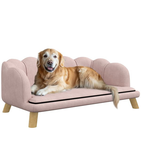 PawHut Hundesofa Hundecouch, Waschbarer Bezug, Haustiersofa mit Rückenlehne und Holzbeine, Katzensofa, D04-153V00PK