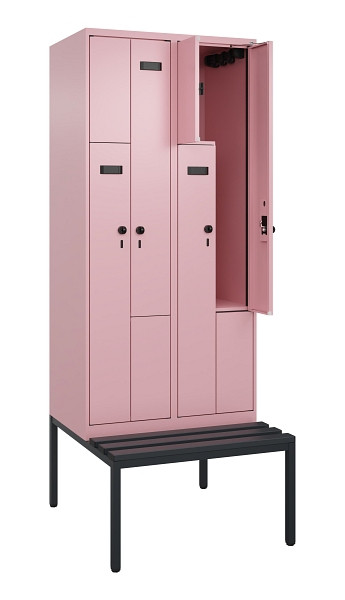 C+P Z-Spind Evolo PLUS, Bank, 4 Fächer, 2120x800x815mm, 3015/3015, Drehriegel, Sitzfläche Kunststoff, Sitzbank, 0490537-224 S10083