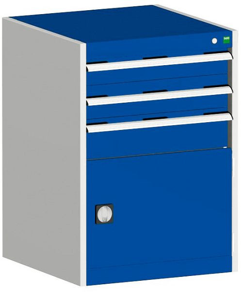 bott cubio Schubladenschrank bestückt mit 3 Schubladen, Tür BxTxH: 650 x 525 x 900 mm, RAL 7035/5010, 40011048.11V