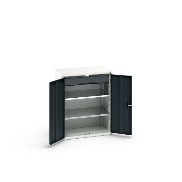 bott verso Flügeltürschrank mit Schubladen, mit 2 Fachböden und 1 Schublade, BxTxH: 800 x 550 x 1000 mm, Lichtgrau / Anthrazitgrau, 16926452.19