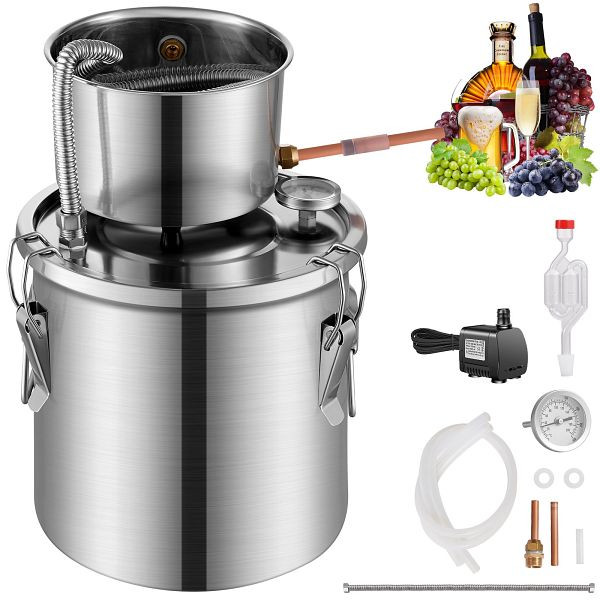 VEVOR Alkoholdestillieranlage 11,4L Destilliergerät Wasserpumpe, 2 Thermometer, SLNTZLQYS35LKMGUCV2