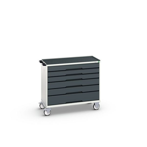 bott verso mobiler Schubladenschrank, mit 6 Schubladen und Abrollrand, BxTxH: 1050 x 550 x 965 mm, Lichtgrau / Anthrazitgrau, 16927055.19